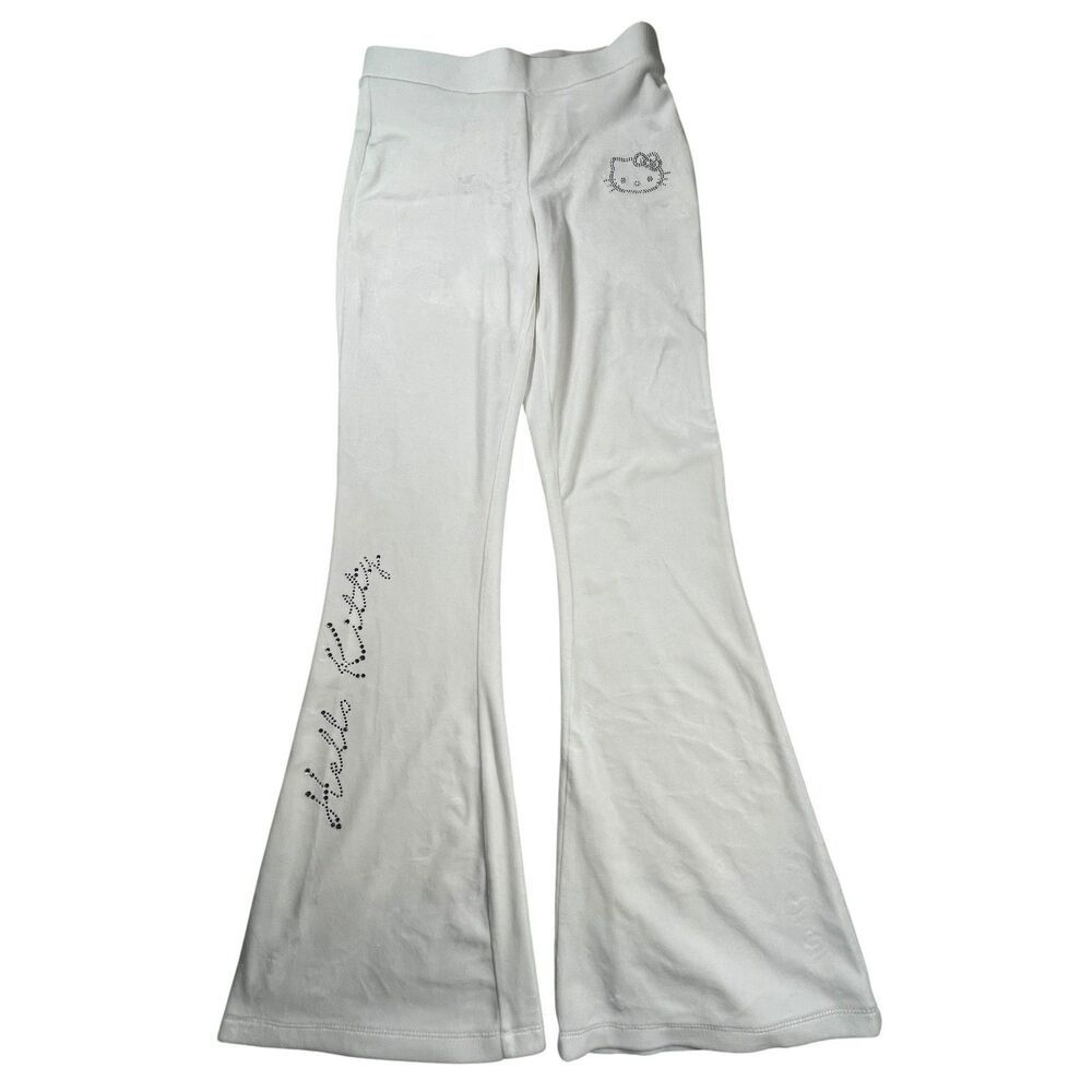 Hello Kitty 50th Anniversary Flare Pants White Rhinestone Y2K Women’s Small